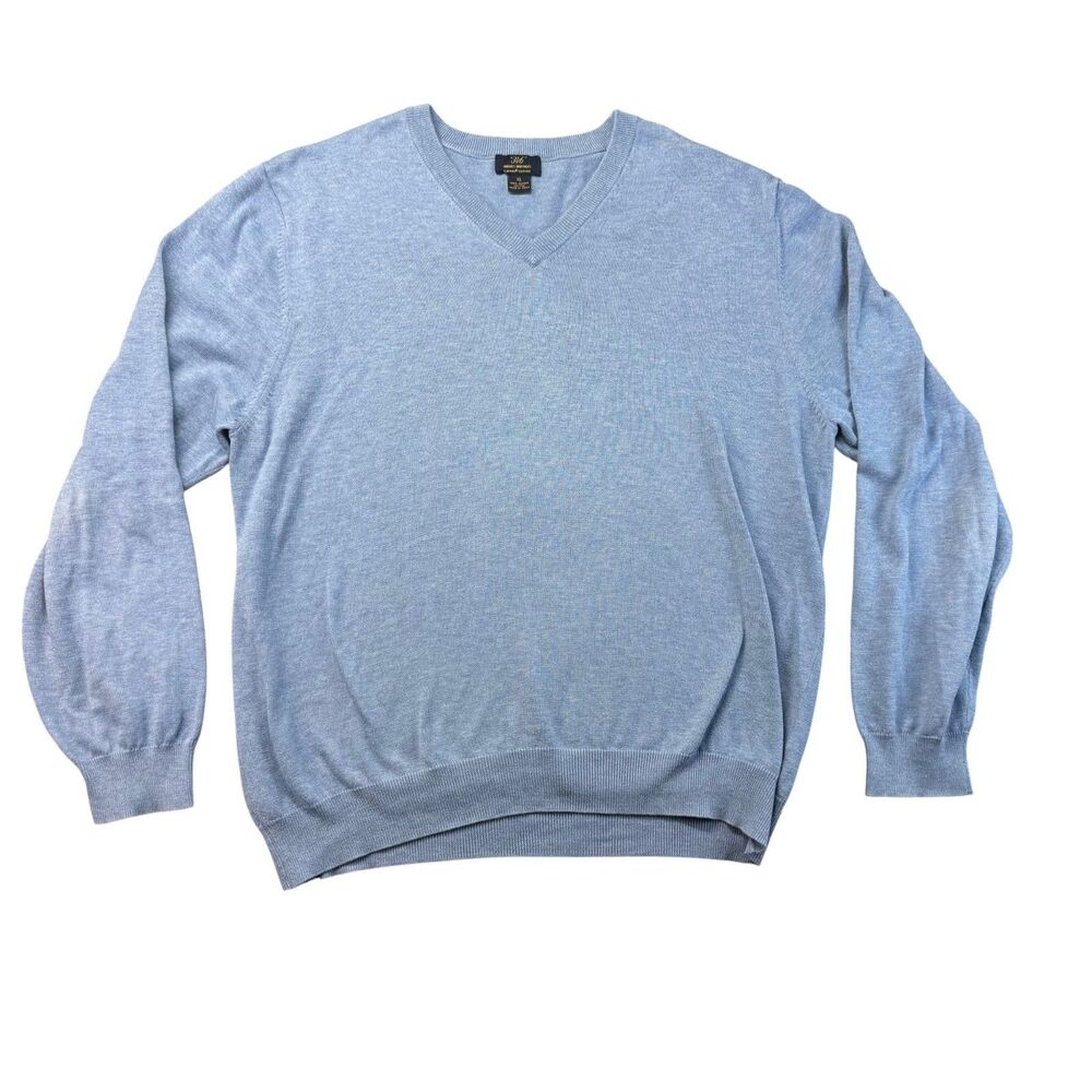 Brooks Brothers 346 Sweater Men's Extra Large Blue 100% Supima Cotton V-Neck Top